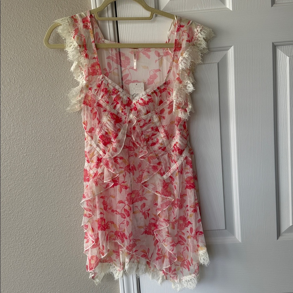 NWT Free People Intimately Ivie Tunic in ivory combo - Picture 4 of 9